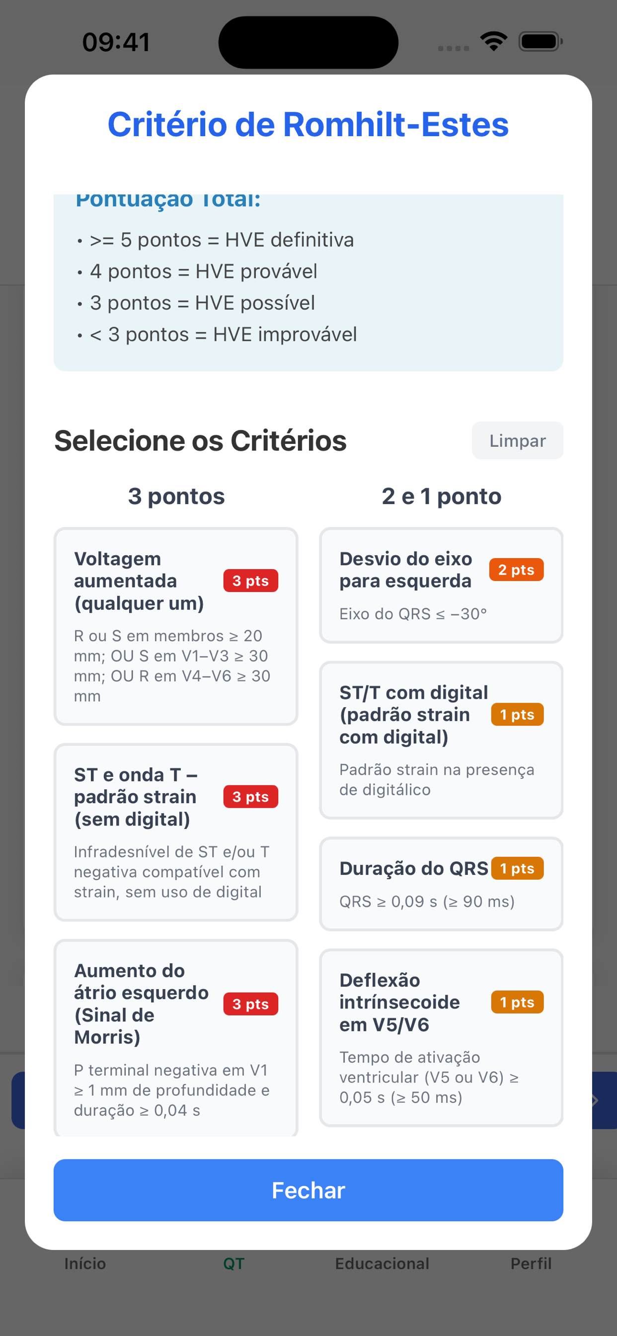 Critérios de sobrecargas